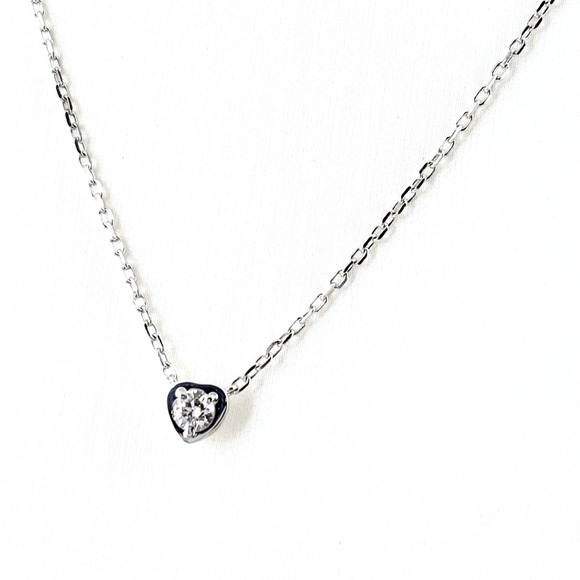 Cartier Jewelry - CARTIER Silver Diamond Heart Necklace